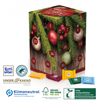 Adventskalender Cube XL Ritter SPORT, Klimaneutral, FSC®, Inlay kompostierbar