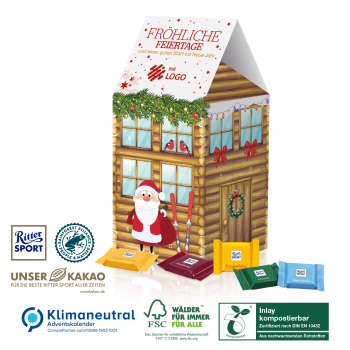 Adventskalender-Haus XL Ritter SPORT, Klimaneutral, FSC®, Inlay kompostierbar
