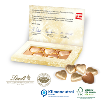 Lindt Schokoherzen in Präsentbox Business, Klimaneutral, FSC®