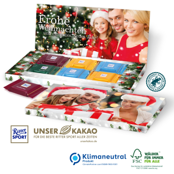 Ritter SPORT Schokotäfelchen in Präsentbox Business, Klimaneutral, FSC®
