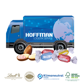 3D Präsent LKW mit süßer Füllung, Klimaneutral, FSC®