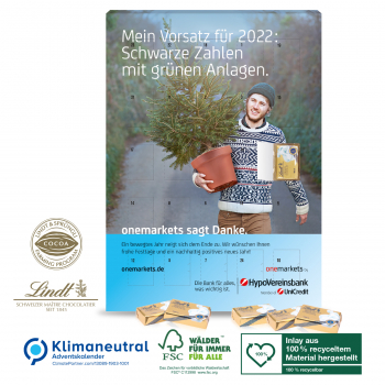 Wand-Adventskalender Lindt Select Edition, Klimaneutral, FSC®, Inlay aus 100% recyceltem Material