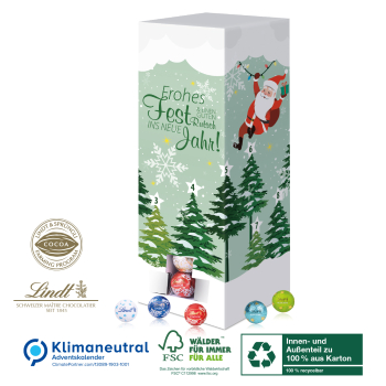 Karton-Adventskalender Turm Lindt, Klimaneutral, FSC®, Innen- und Außenteil zu 100% aus Karton