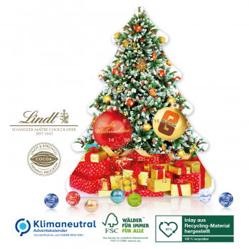 Adventskalender Lindt Weihnachtsbaum, Klimaneutral, FSC®, Inlay aus recyceltem Material