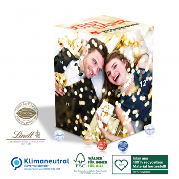 Adventskalender Cube XL Lindt, Klimaneutral, FSC®, Inlay aus 100% recyceltem Material