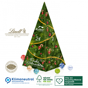 Adventskalender Lindt Weihnachtspyramide, Klimaneutral, FSC®, Inlay aus recyceltem Material