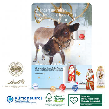 Wand-Adventskalender Lindt Gourmet Edition, Klimaneutral, FSC®, Inlay aus 100% recyceltem Material