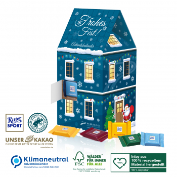 Adventskalender-Haus XL Ritter SPORT, Klimaneutral, FSC®, Inlay aus 100% recyceltem Material