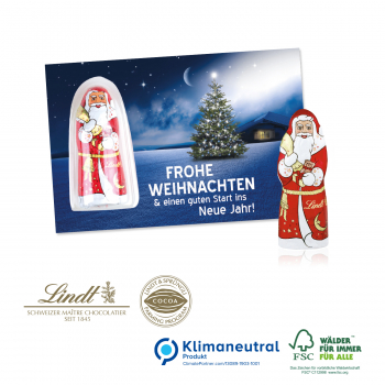 Schokokarte Business mit Lindt Weihnachtsmann, Klimaneutral, FSC®