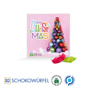 Adventskalender quadratisch Ritter SPORT Schokowürfel