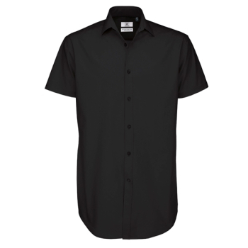 Men´s Poplin Shirt Black Tie Short Sleeve