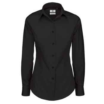 Women´s Poplin Shirt Black Tie Long Sleeve