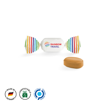 Bonbon im weißen Wickler, ungefüllt, Vollmilch Karamell