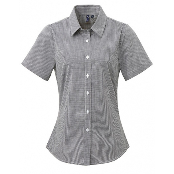 Women´s Microcheck (Gingham) Short Sleeve Cotton Shirt