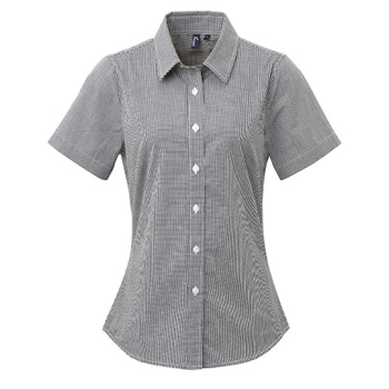 Women´s Microcheck (Gingham) Short Sleeve Cotton Shirt