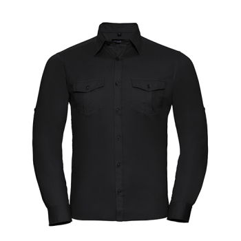 Men`s Roll Long Sleeve Fitted Twill Shirt