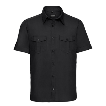 Men`s Roll Short Sleeve Fitted Twill Shirt