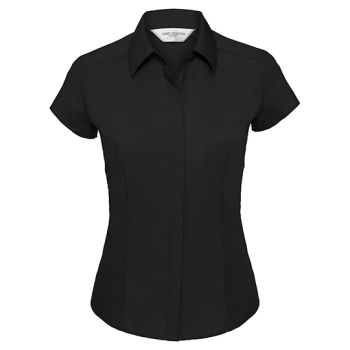 Ladies` Cap Sleeve Fitted Polycotton Poplin Shirt