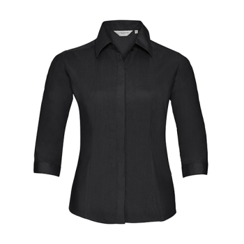 Ladies` 3/4 Sleeve Fitted Polycotton Poplin Shirt