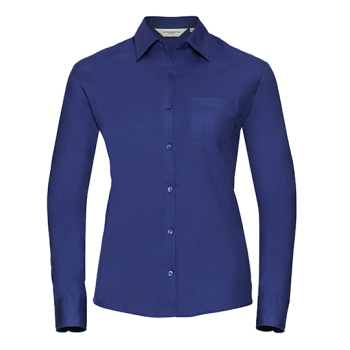 Ladies` Long Sleeve Classic Pure Cotton Poplin Shirt
